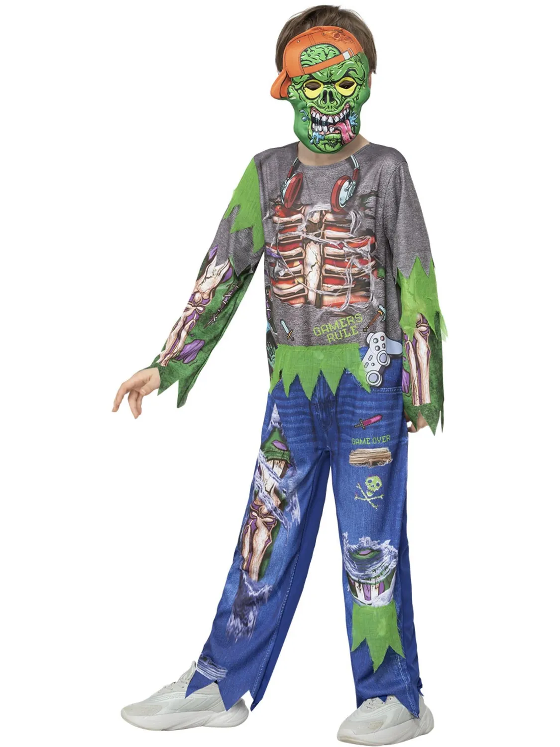Smiffys Zombie Gamer costume bambino M maschera