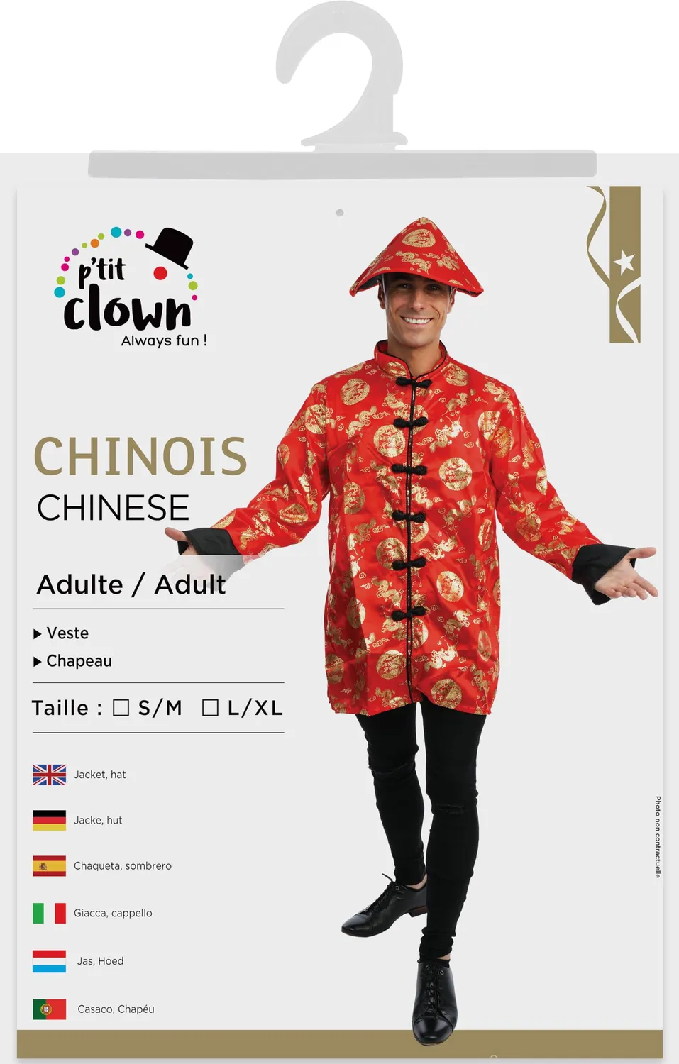 P'tit Clown Capodanno Cinese costume rosso L-XL poliestere