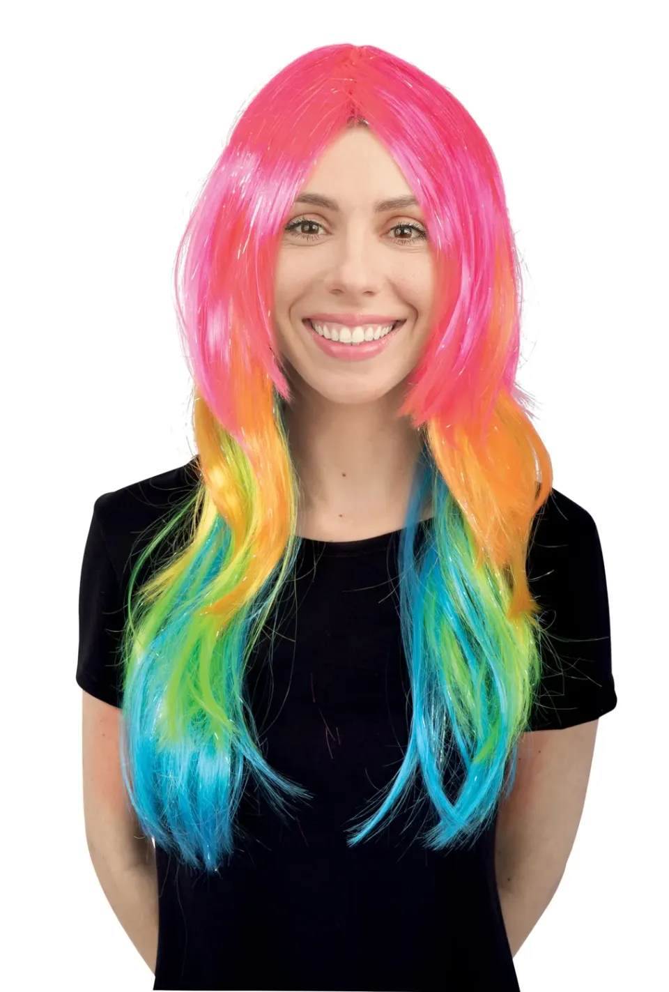 P'tit Clown re18676 parrucca capelli lunghi multicolore