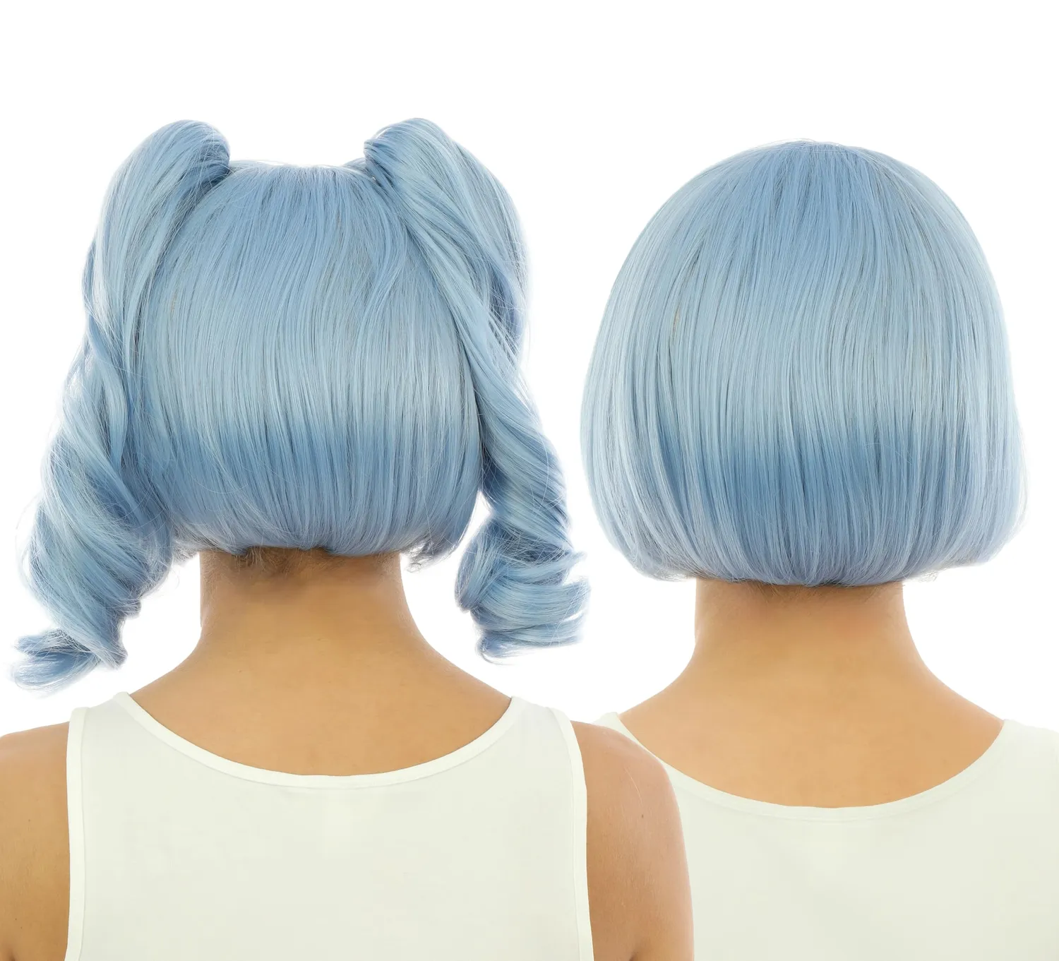 P'tit Clown Manga parrucca azzurra codini staccabili