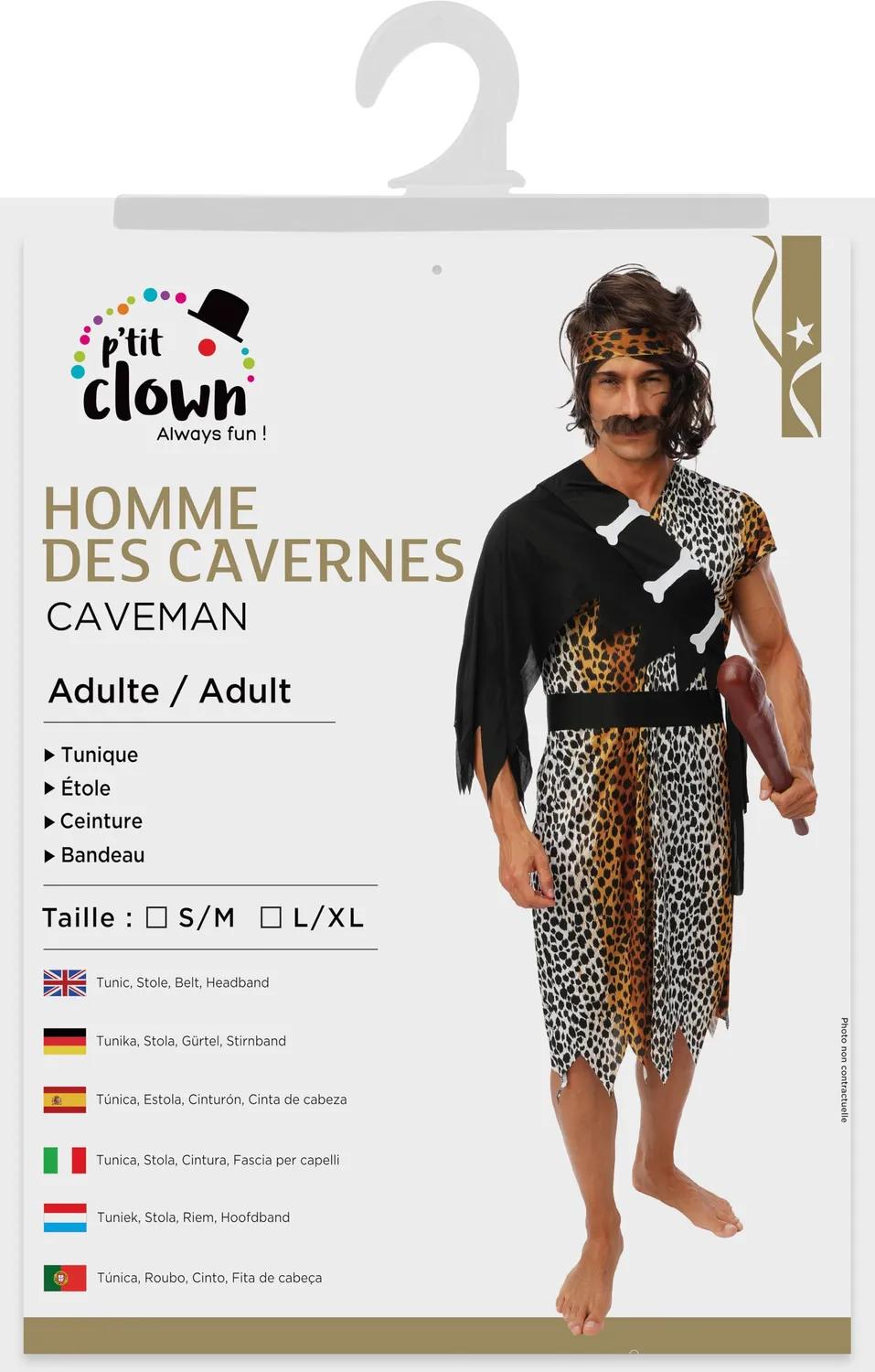 P'tit Clown Uomo delle Caverne costume adulto L-XL poliestere