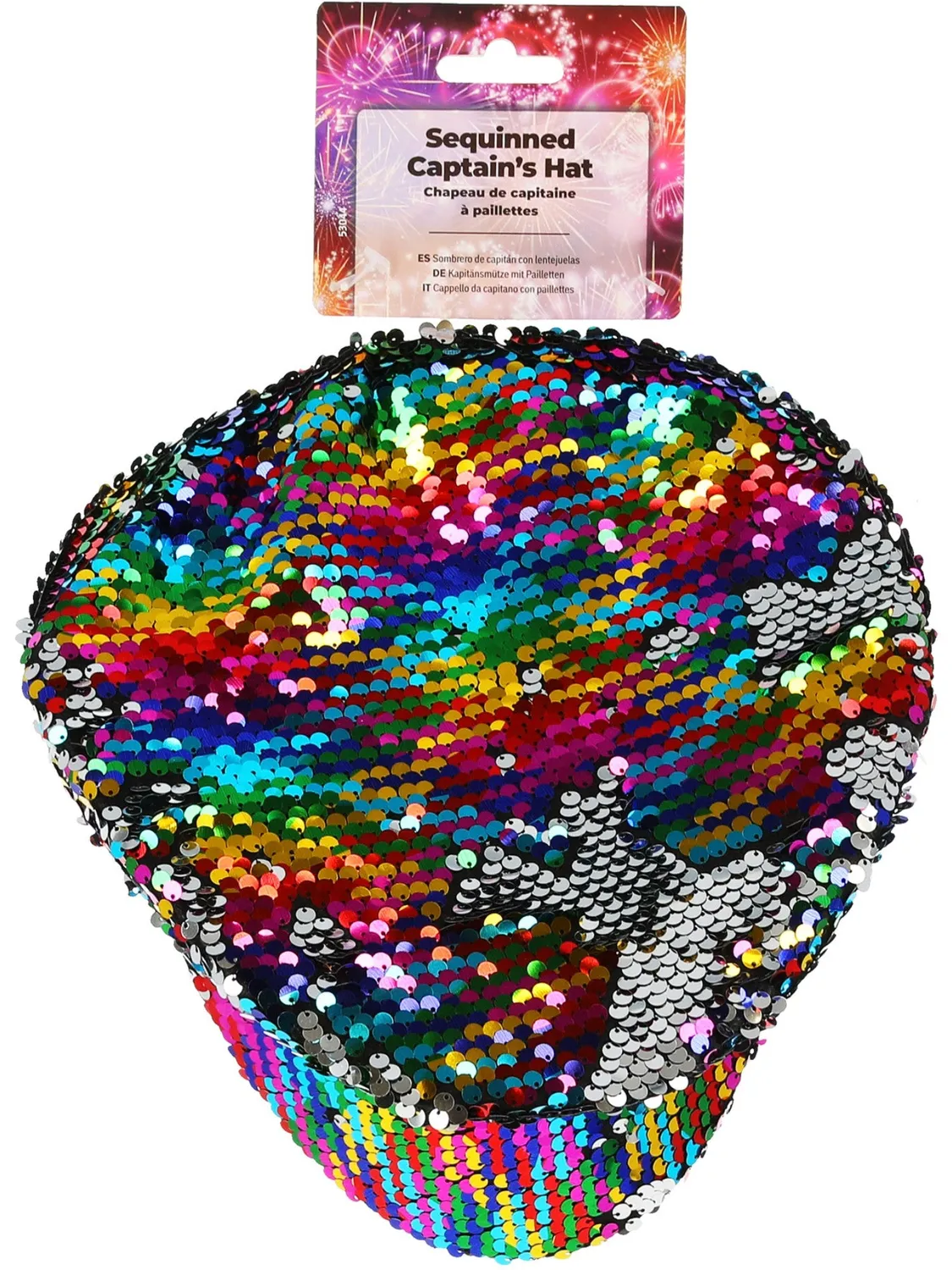 Smiffys Cappello Capitano Paillettes Arcobaleno Adulto