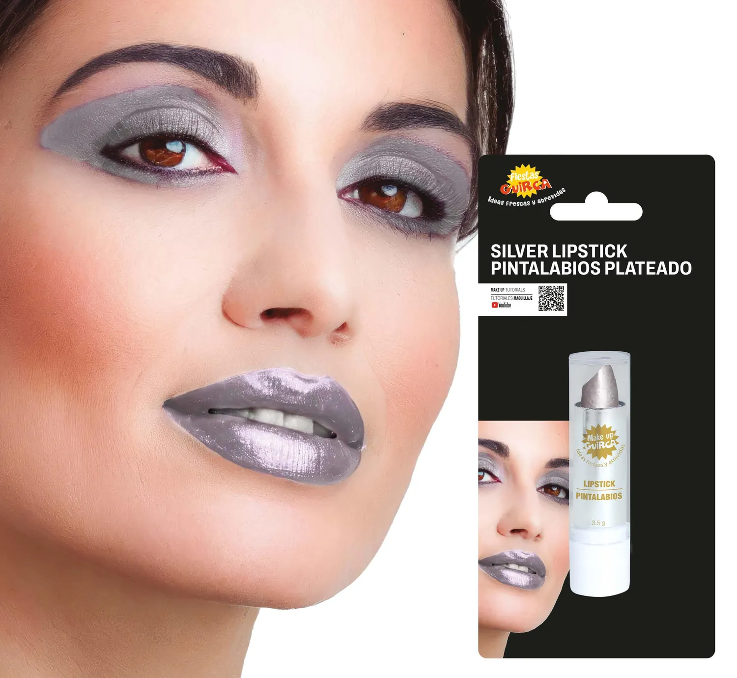 Guirca Rossetto Nero Metallizzato Trucco Carnevale