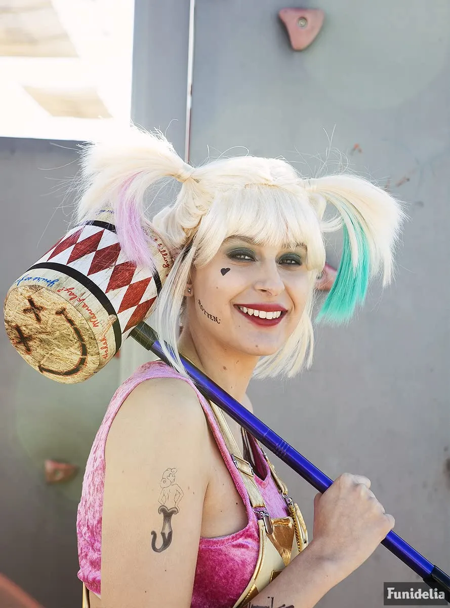 Funidelia Harley Quinn Birds of Prey parrucca donna bicolore
