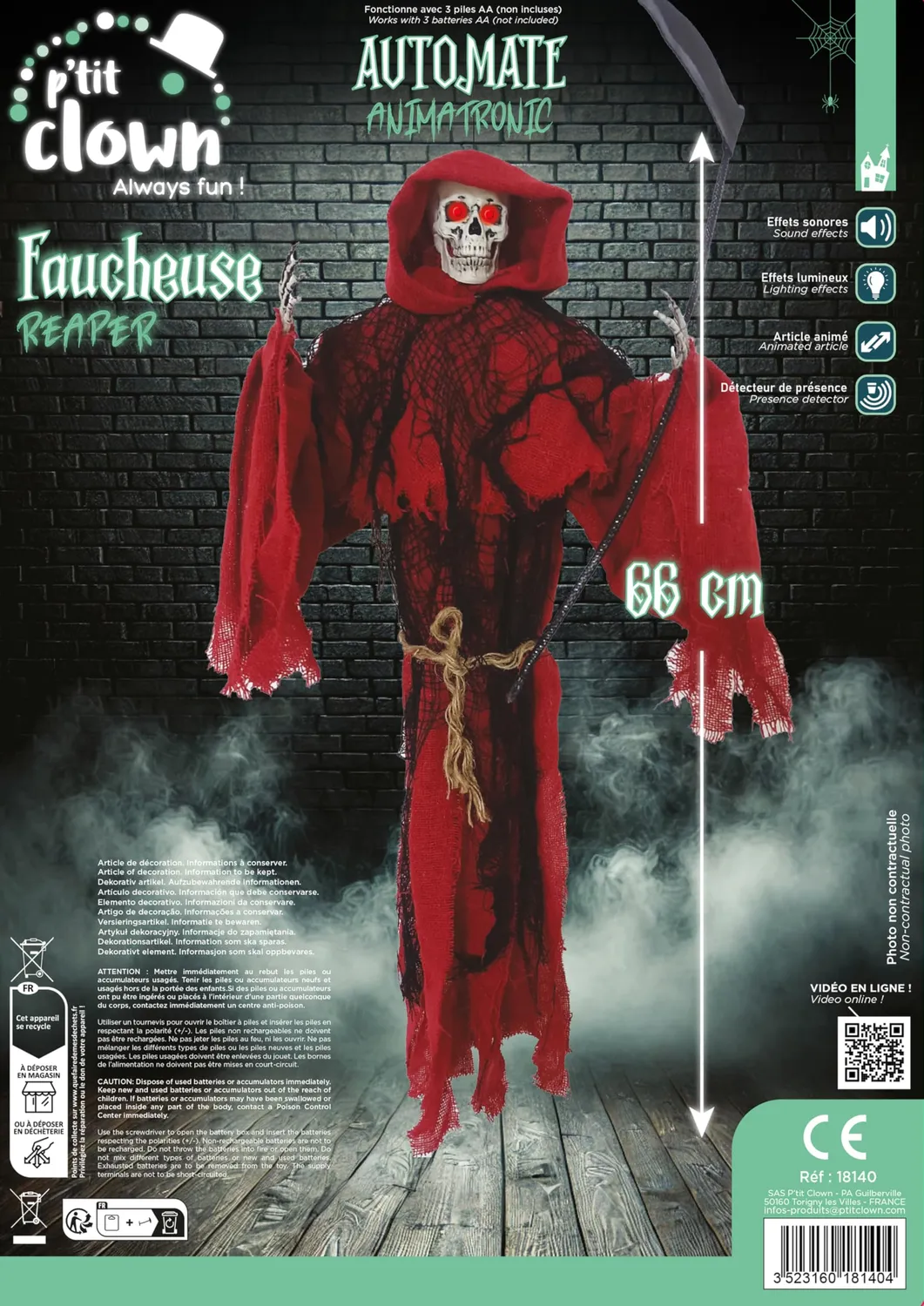 P'tit Clown 18140 mietitore animatronic 66 cm decorazione sonora