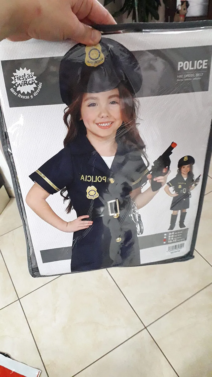 Guirca Poliziotta blu oro costume bambina 7-9 anni