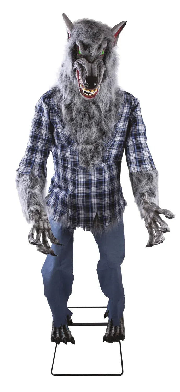 P'tit Clown Lupo Mannaro Animato 180 cm Decorazione Halloween Grigio