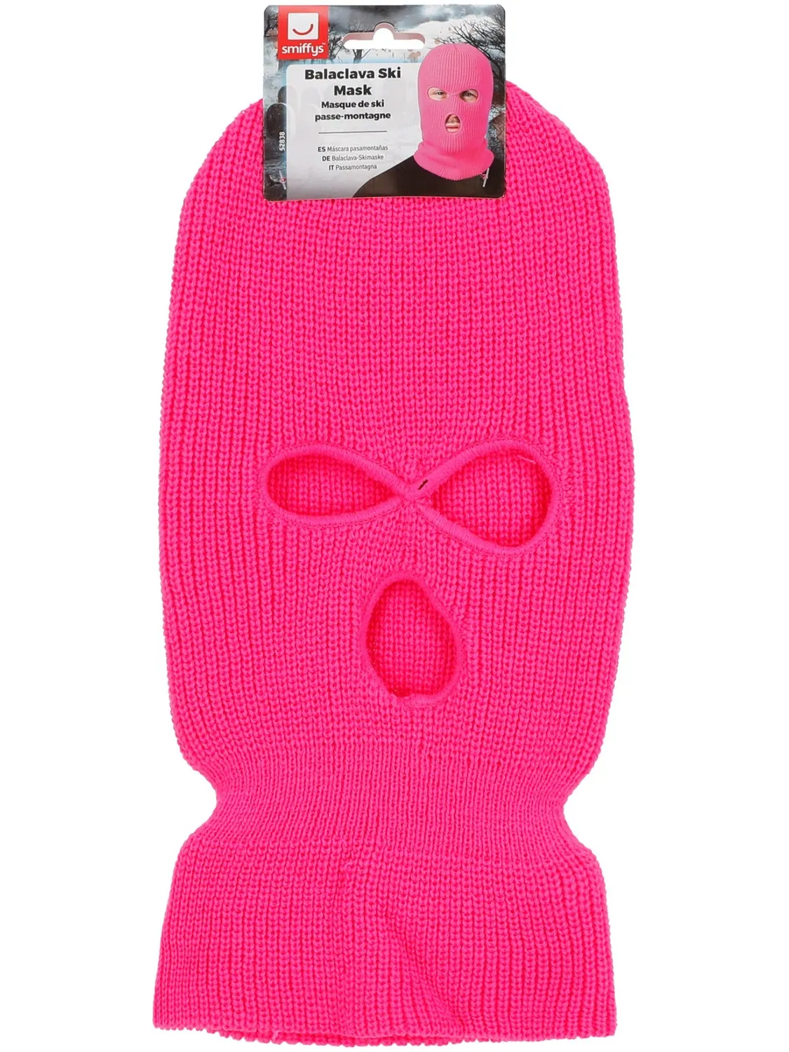 Smiffys Balaclava Ski Mask passamontagna neon rosa adulto