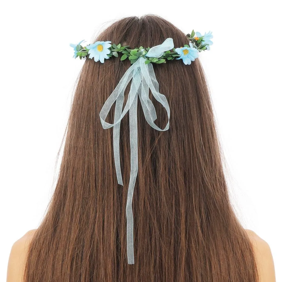 P'tit Clown corona fiori margherite blu cerchietto adulto