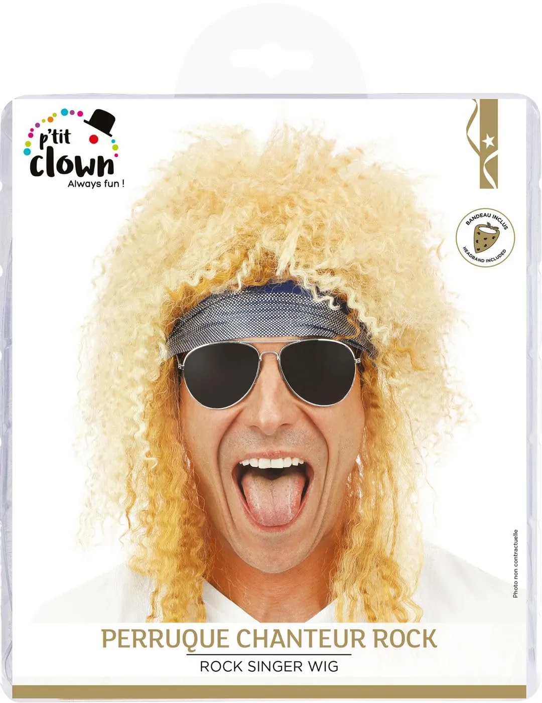 P'tit Clown Rock parrucca bionda riccia con fascia