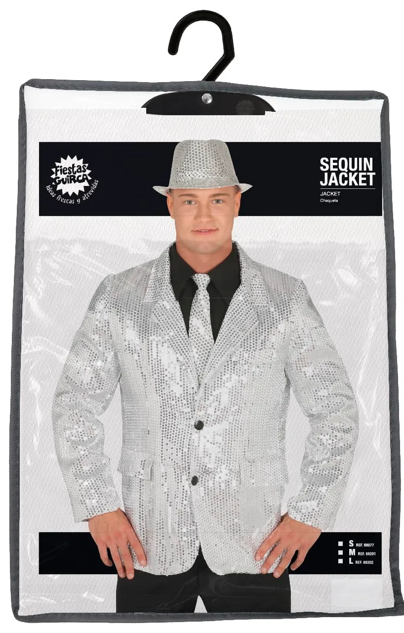 Fiestas Guirca Giacca Paillettes Argento Uomo M 48-50