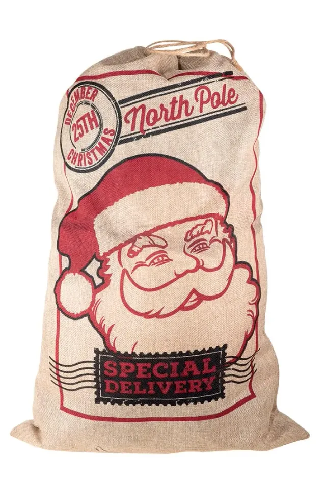 P'tit Clown sacco Babbo Natale juta beige 52x83 cm