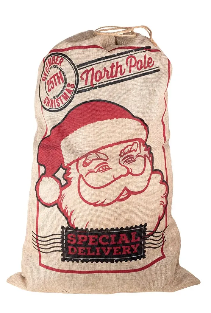 P'tit Clown sacco Babbo Natale juta beige 52x83 cm