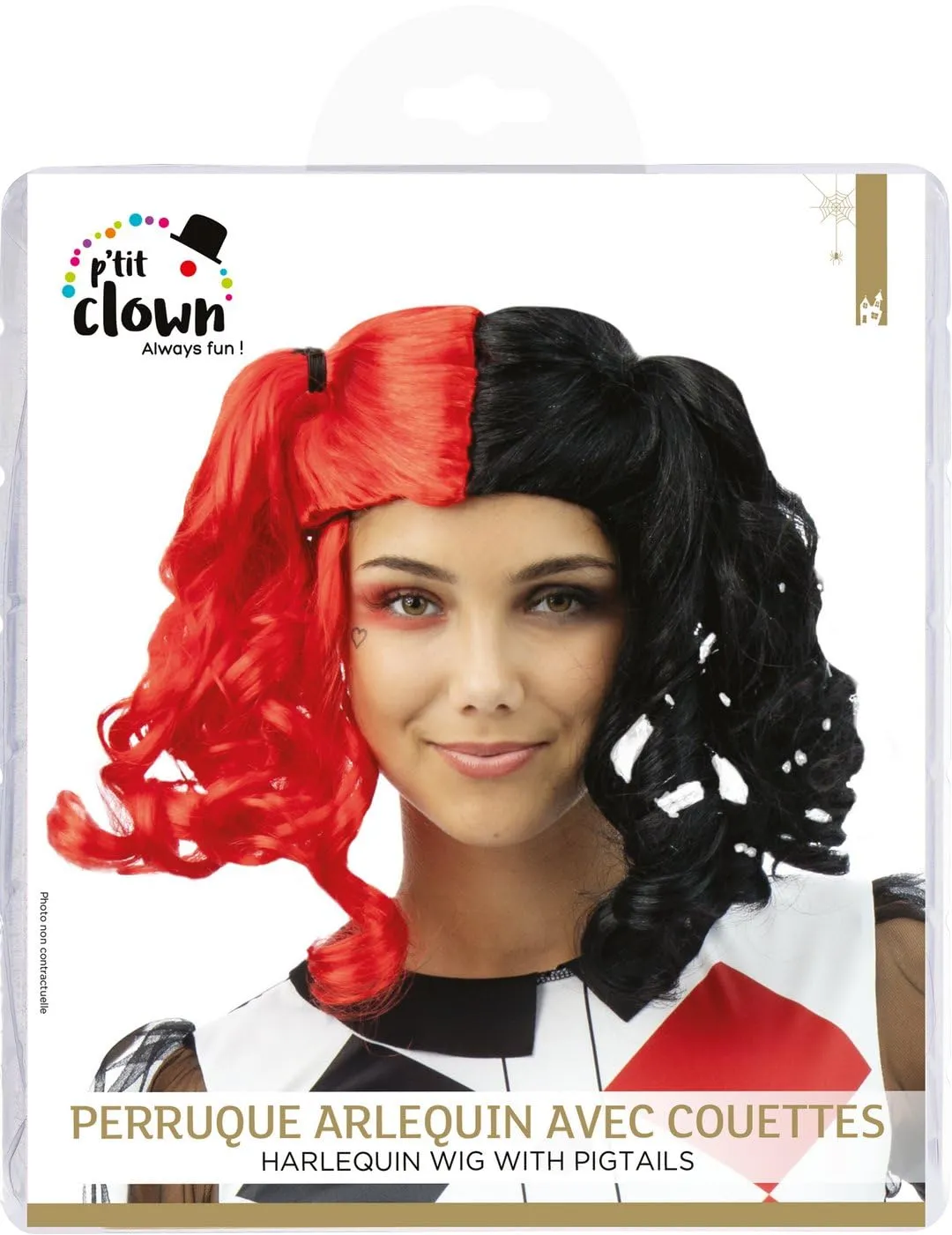 P'tit Clown Parrucca arlecchino donna nero rosso