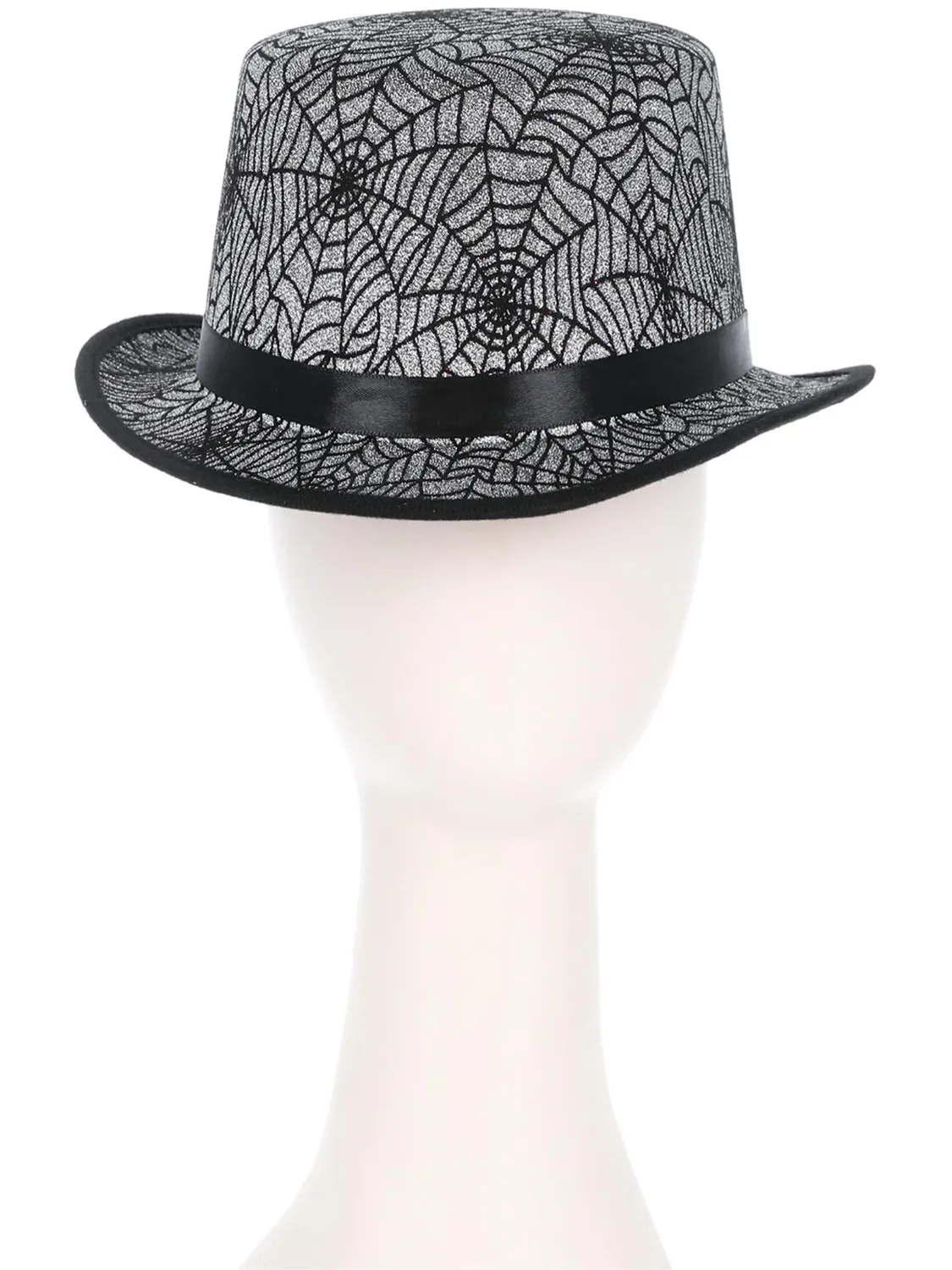 Smiffys Spider Web Cappello Cilindro Nero Halloween