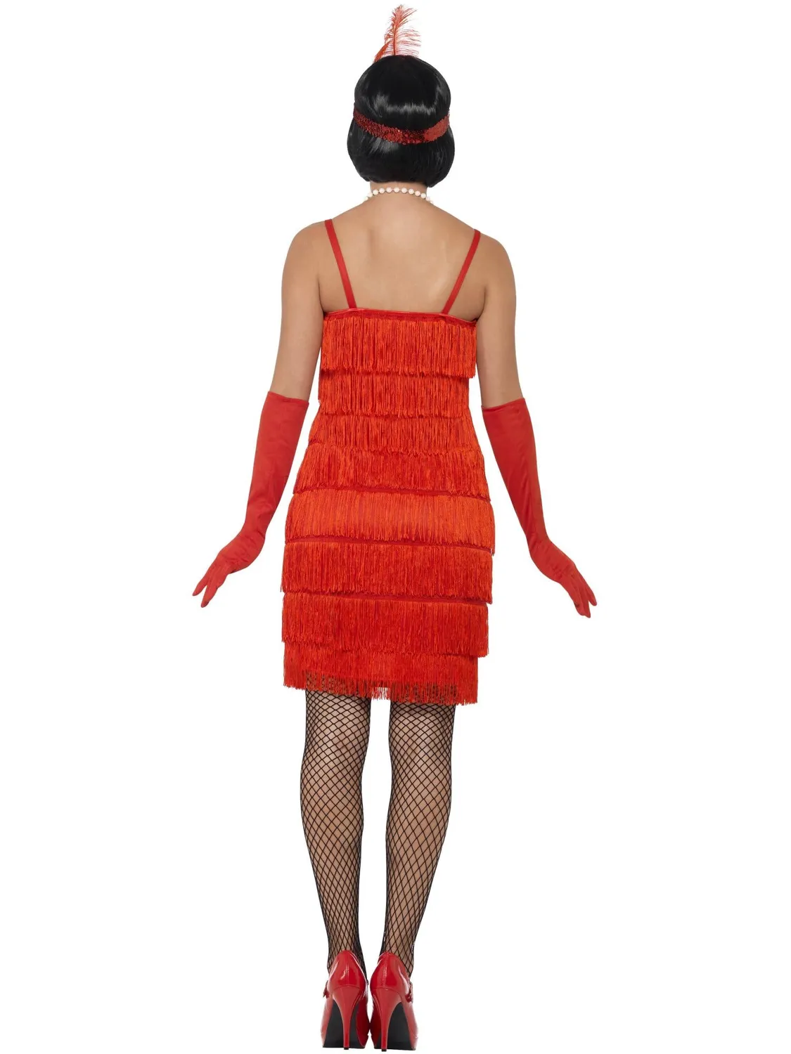 Smiffys Flapper Costume vestito rosso frange anni 20