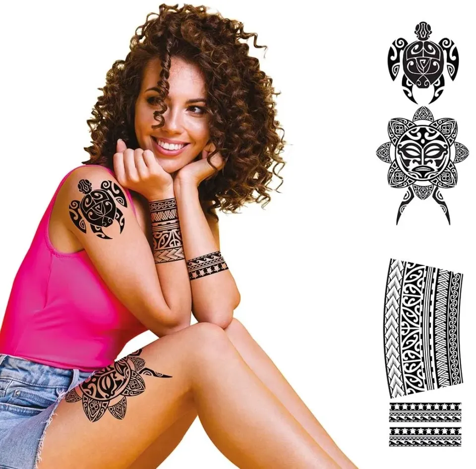 Guirca Tatuaggi Tribali Maori Neri Temporanei