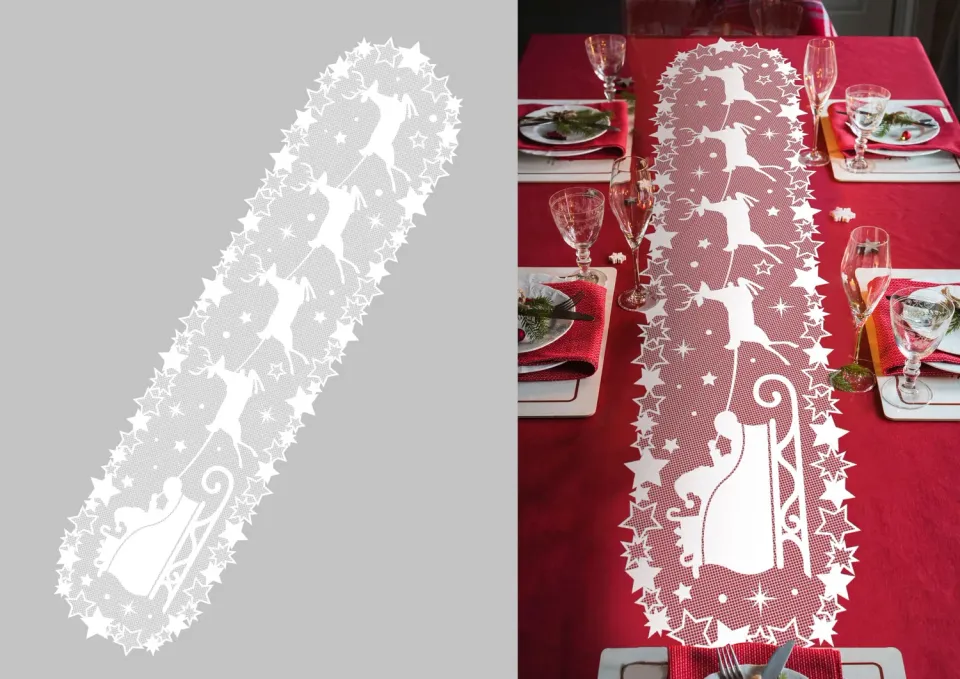 Fiestas Guirca Runner Babbo Natale Renne bianco traforato