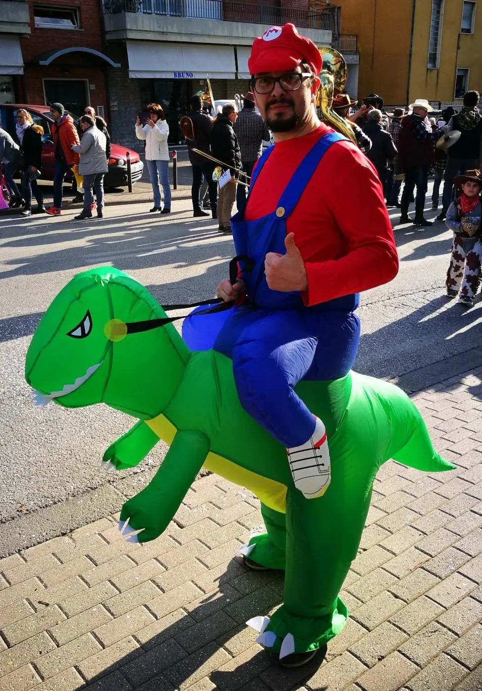 Bodysocks Dinosauro T-Rex Costume Gonfiabile Adulto Cappello
