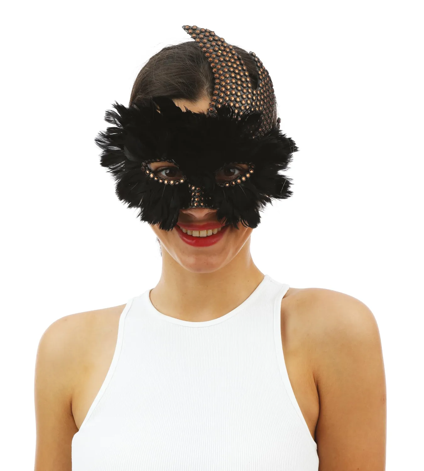 P'tit Clown maschera veneziana lupo nero borchiato adulto
