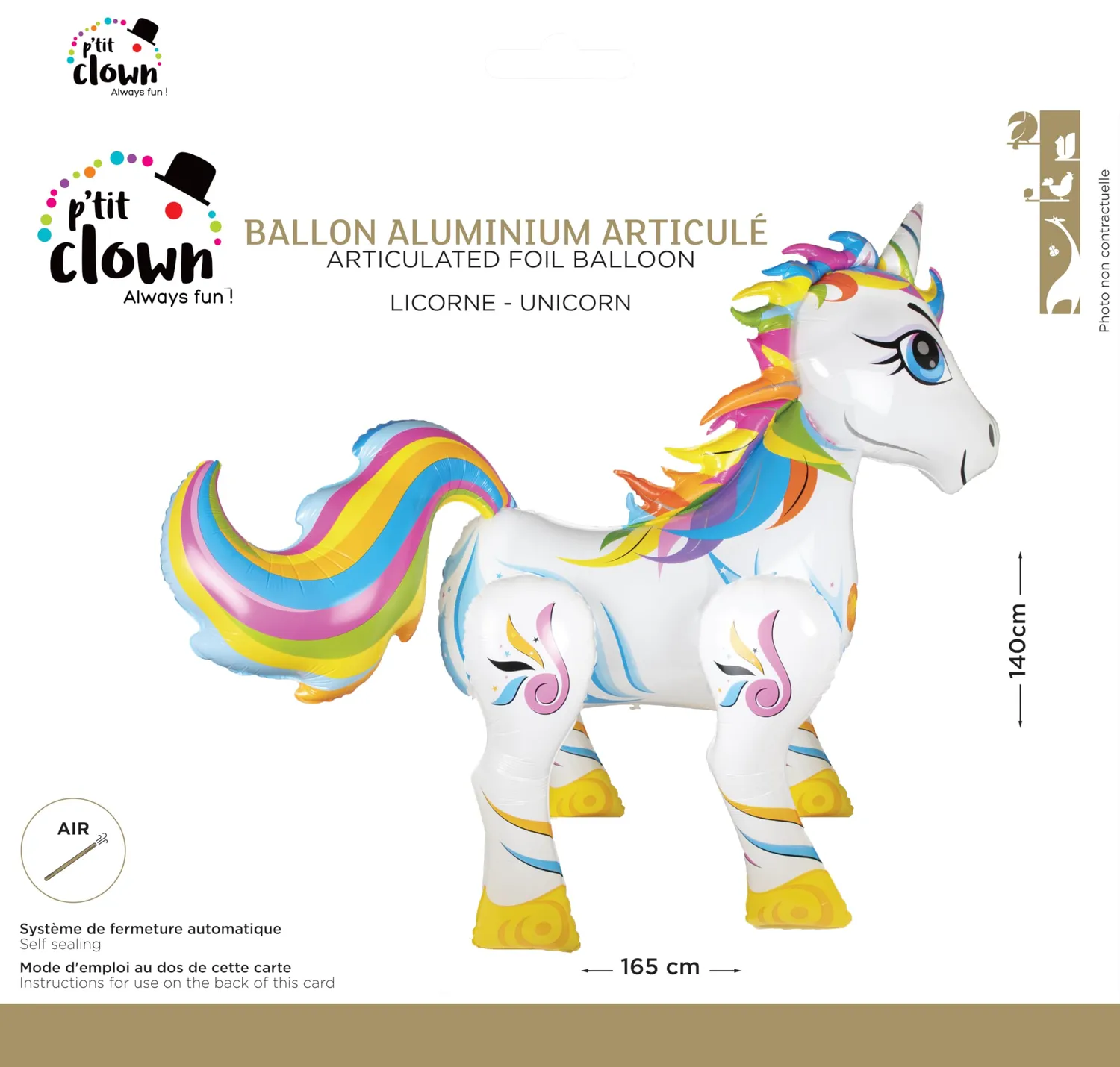 P'tit Clown palloncino unicorno gigante da appoggiare