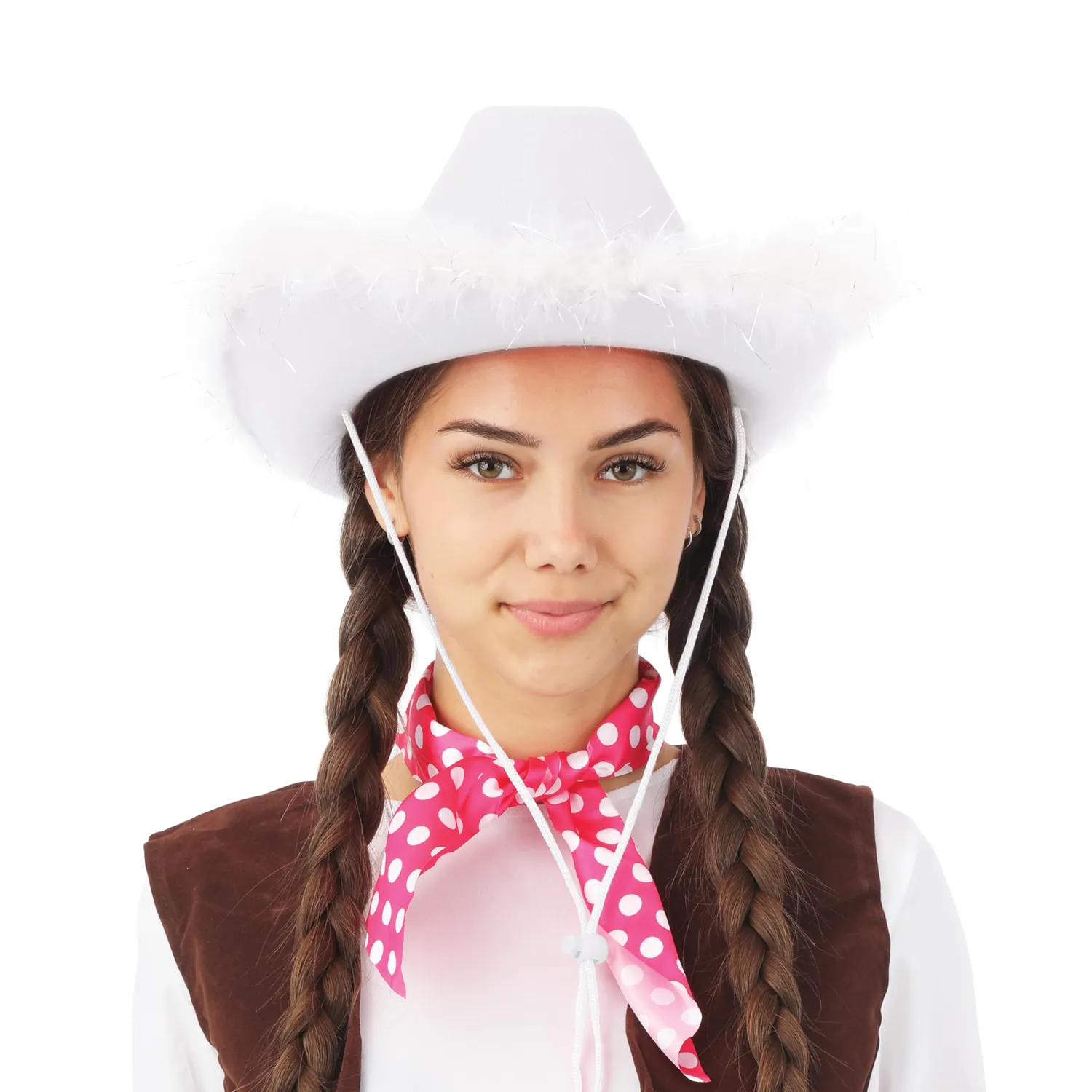 P'tit Clown Cow Girl cappello feltro bianco piume