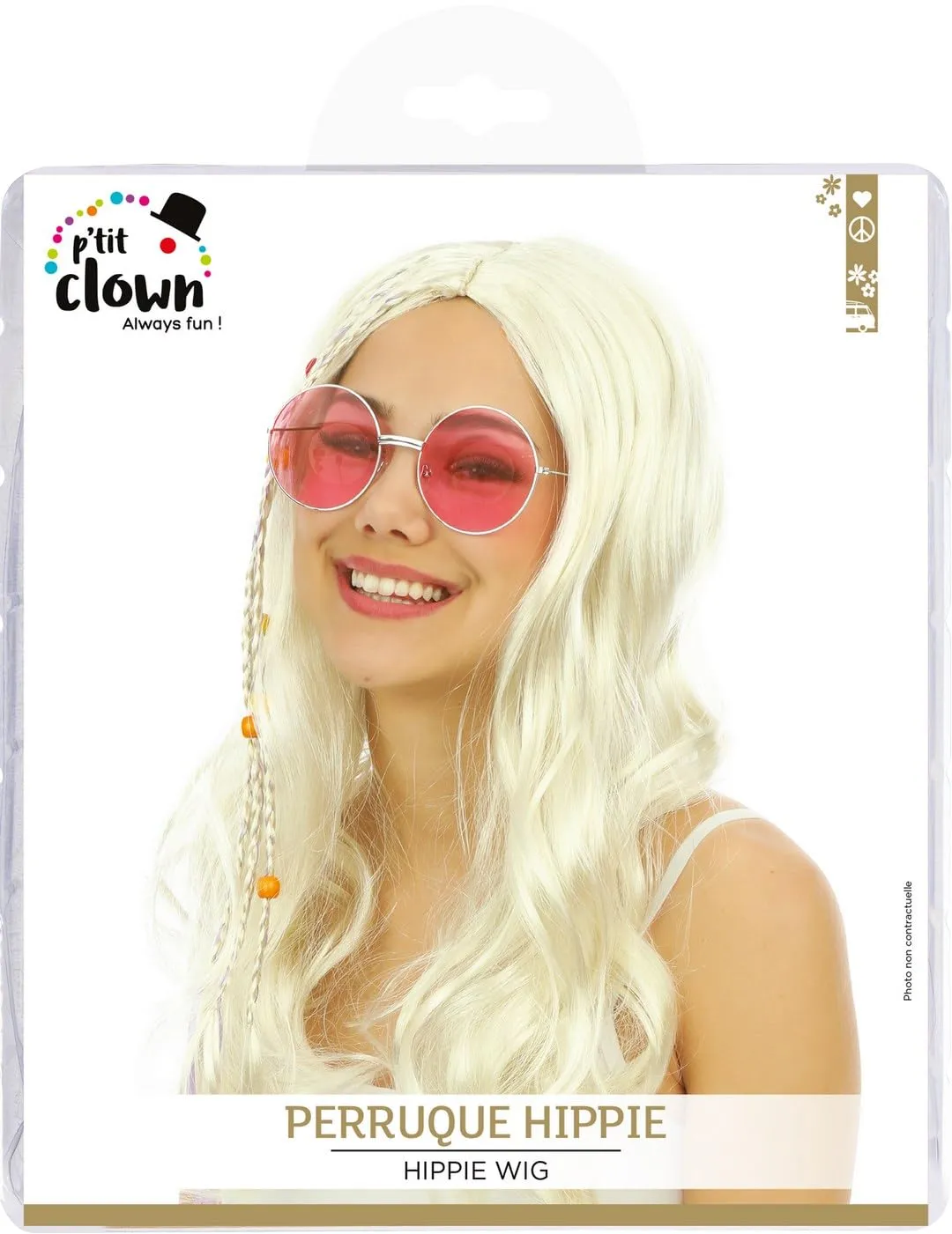 P'tit Clown Parrucca Hippie Bionda Treccia Uomo Festa