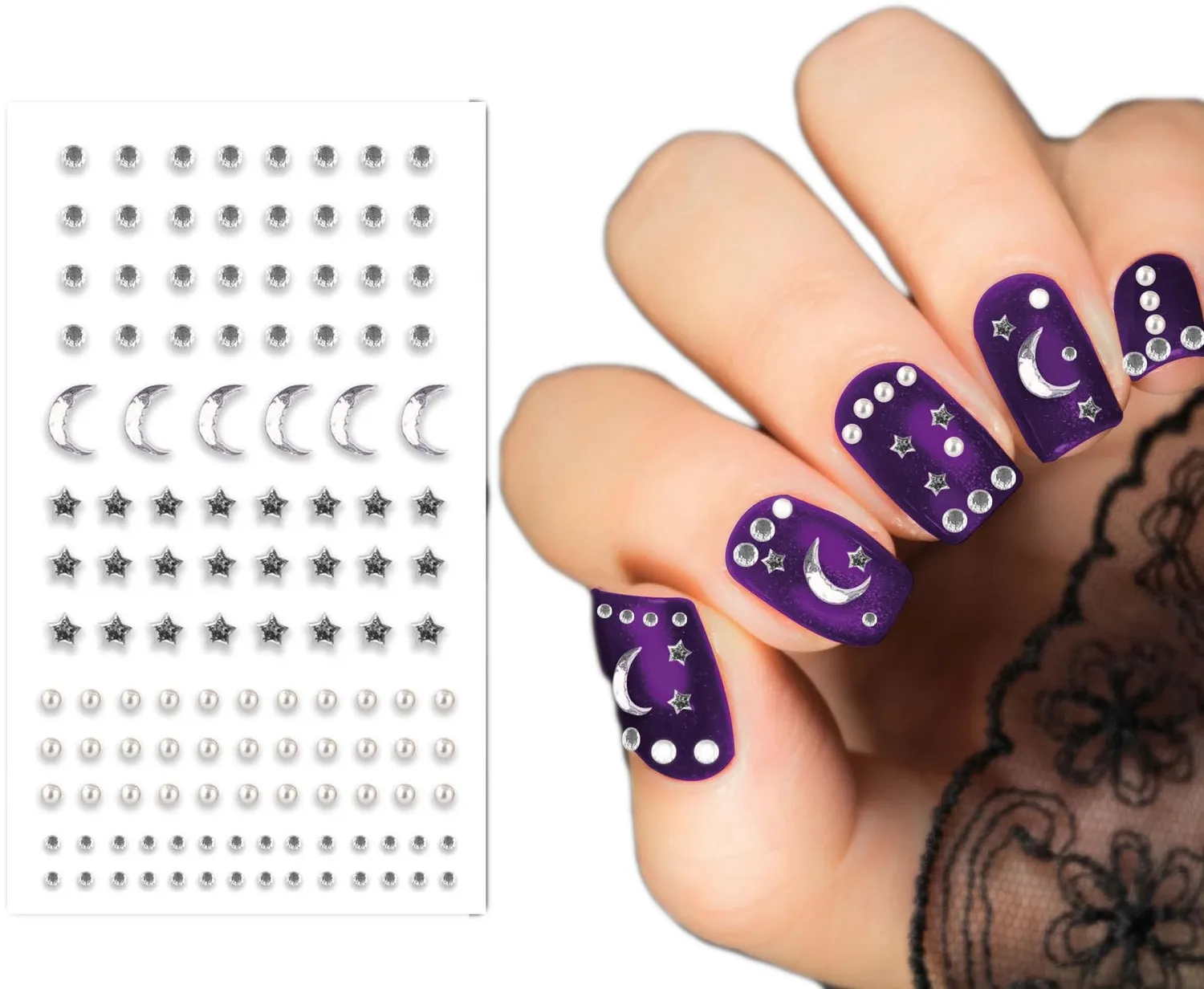 Guirca sticker unghie 6x9 cm argento rosso halloween