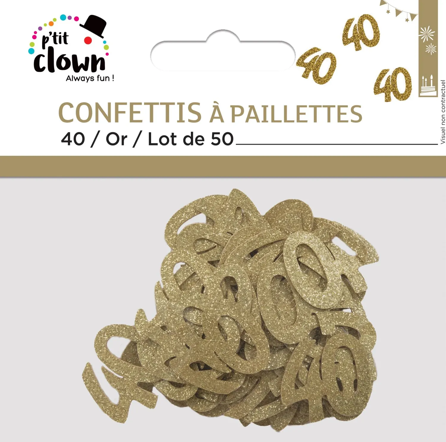 P'tit Clown Coriandoli Glitter Oro Tavola 50 Pezzi