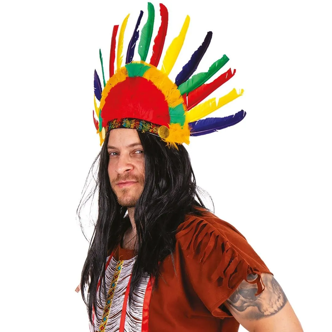 P'tit Clown 18670 Copricapo Indiano 14 Piume Multicolore