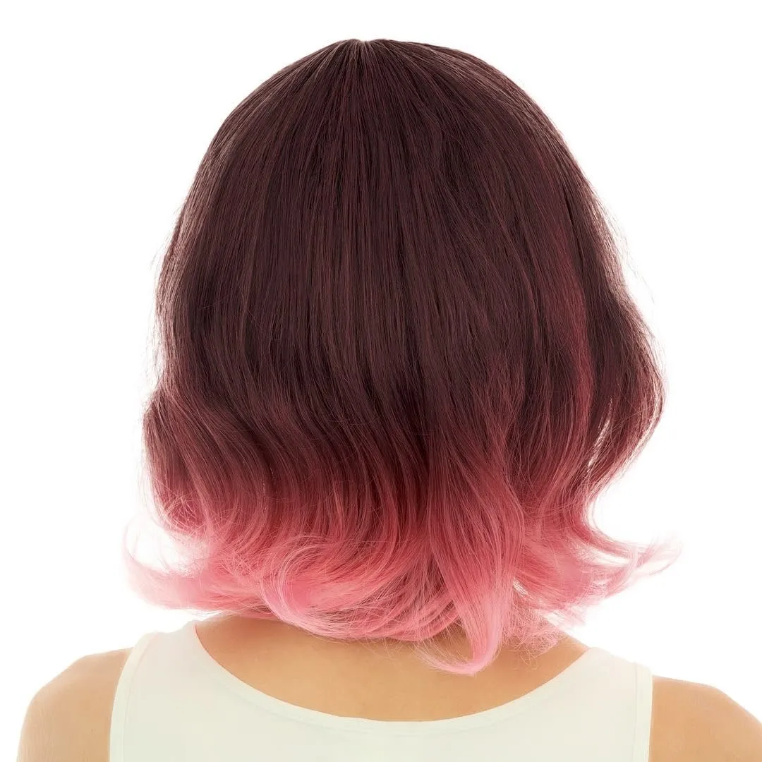 P'tit Clown parrucca semilunga rosa con frangia