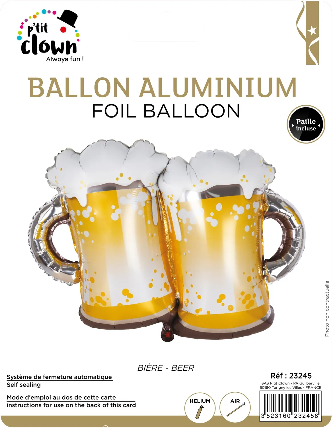 P'tit Clown 23245 palloncino birra San Patrizio 2 boccali