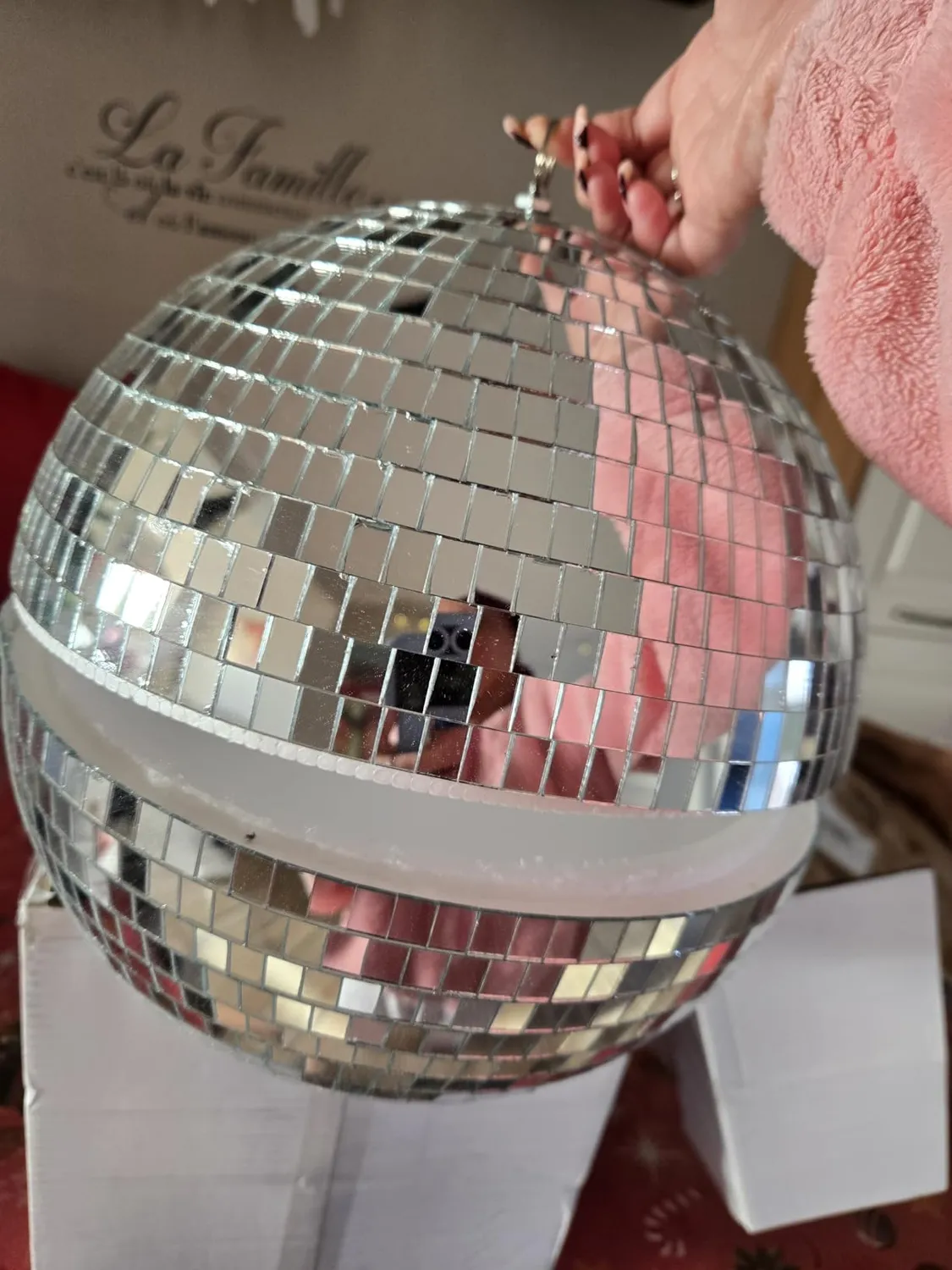 P'tit Clown Sfera sfaccettata decorazione 30 cm argento