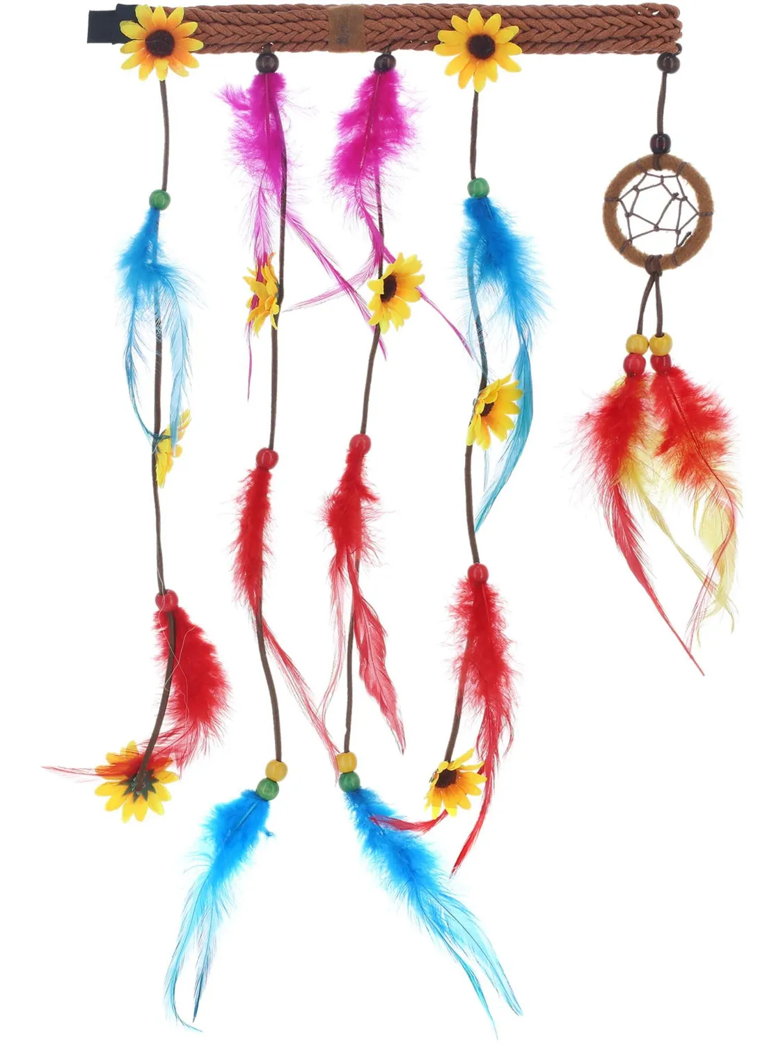 Smiffys Hippie Dreamcatcher fascia piume fiori donna