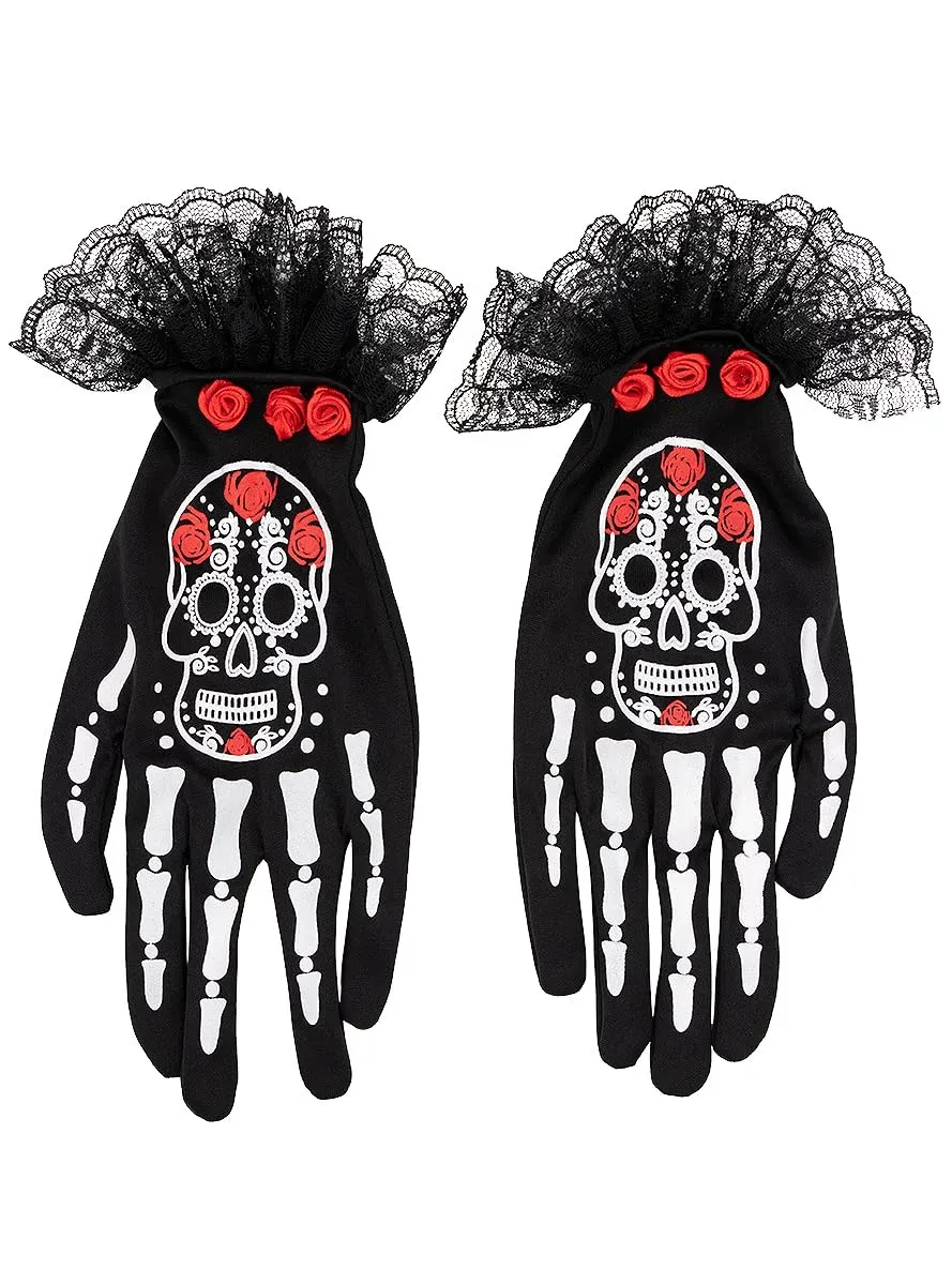 Funidelia Guanti Catrina Neri Accessorio Costume Donna