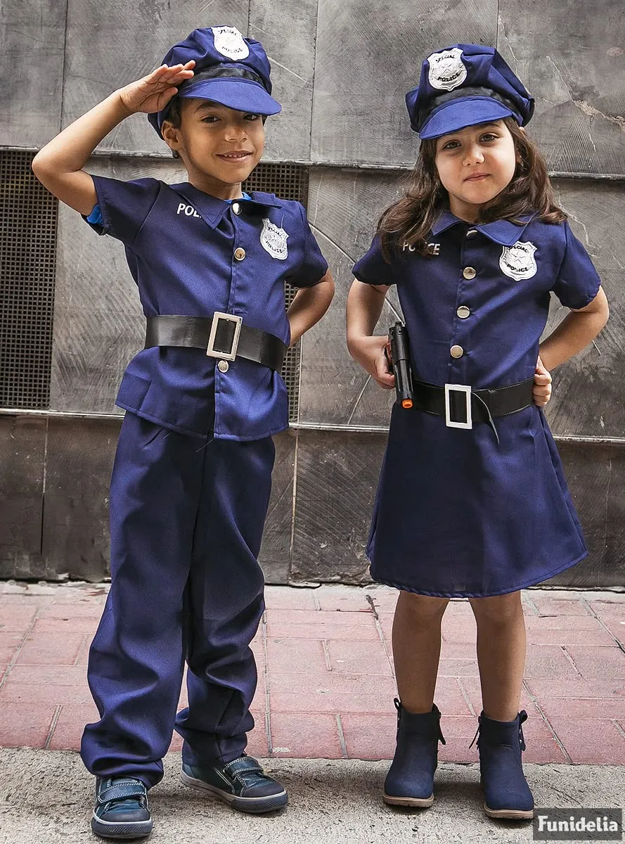Funidelia Costume Polizia Bambina Blu con Accessori