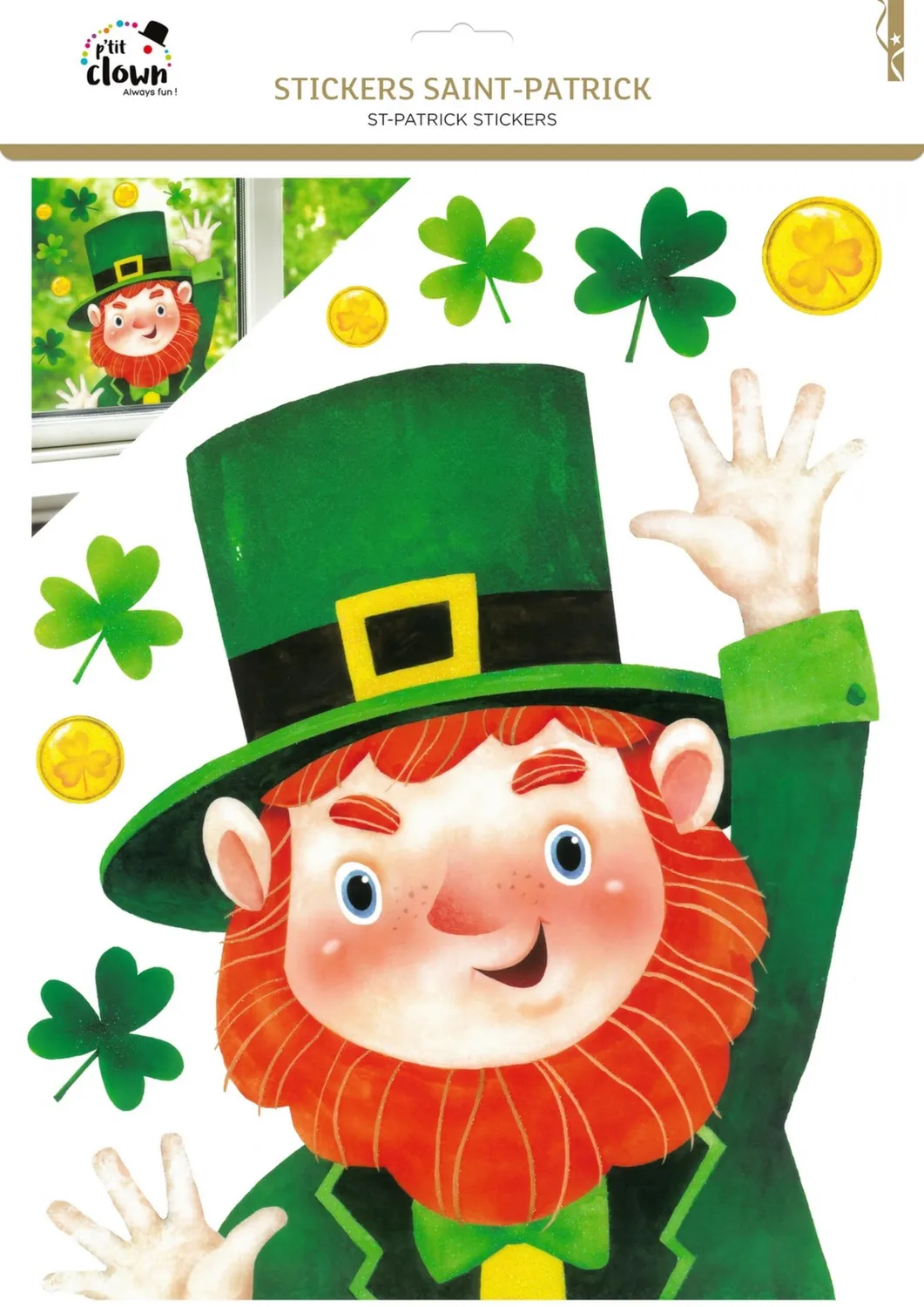 P'tit Clown 23249 Adesivi Vetri San Patrizio PVC