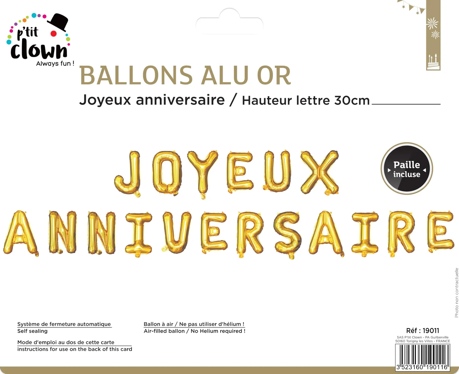 P'tit Clown Buon Compleanno palloncino oro
