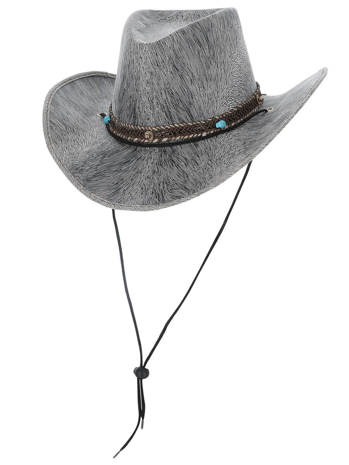 Smiffys Western cappello cowboy grigio distressed adulto
