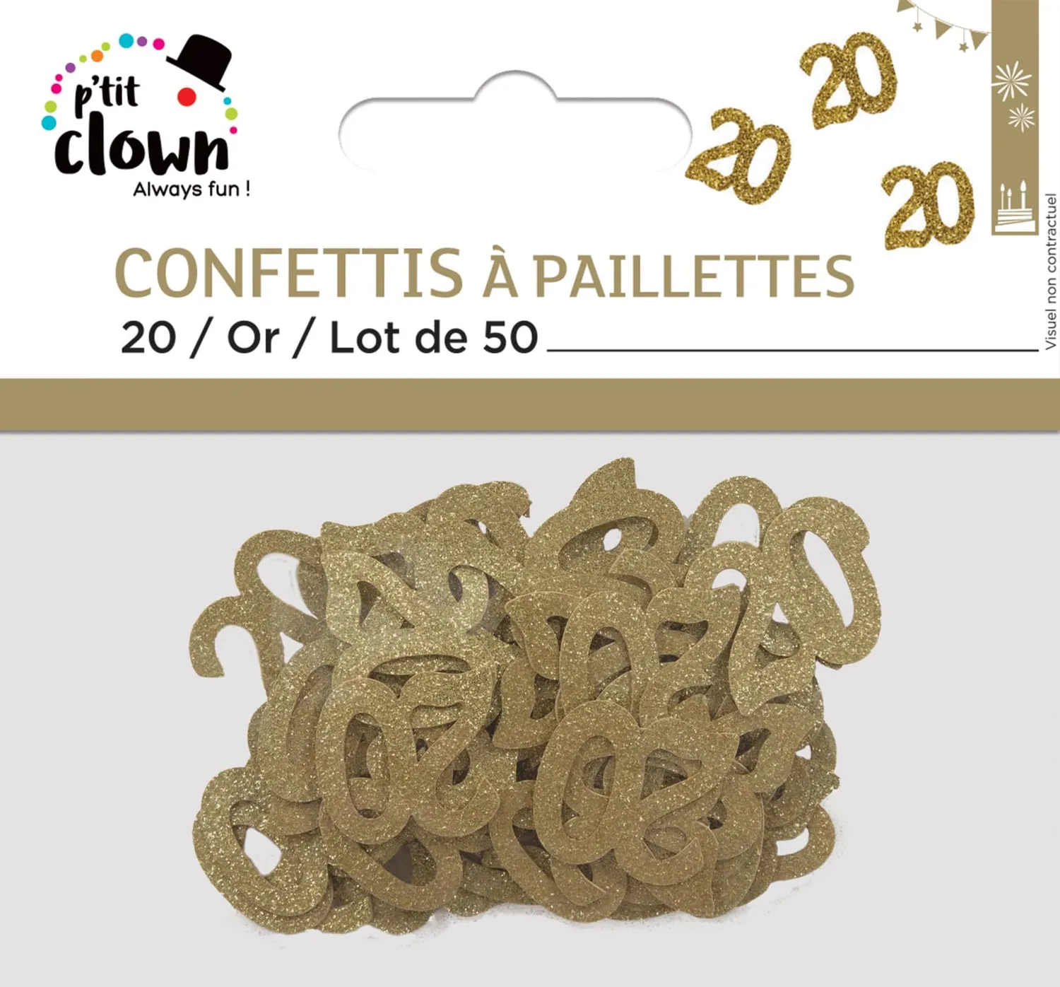 P'tit Clown 21046 Coriandoli Glitter Oro 50 Pezzi Numero 20