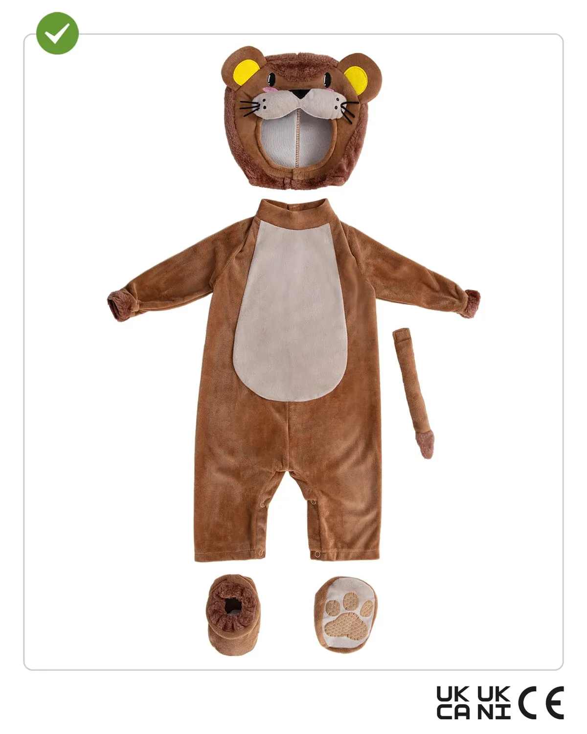 Funidelia Leone costume neonato completo marrone animali