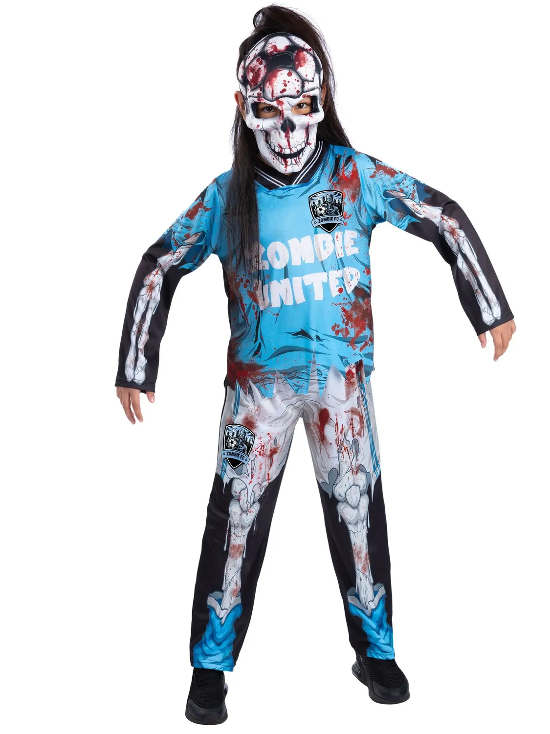 Smiffys Zombie FC costume calciatore scheletro blu 10-12 anni