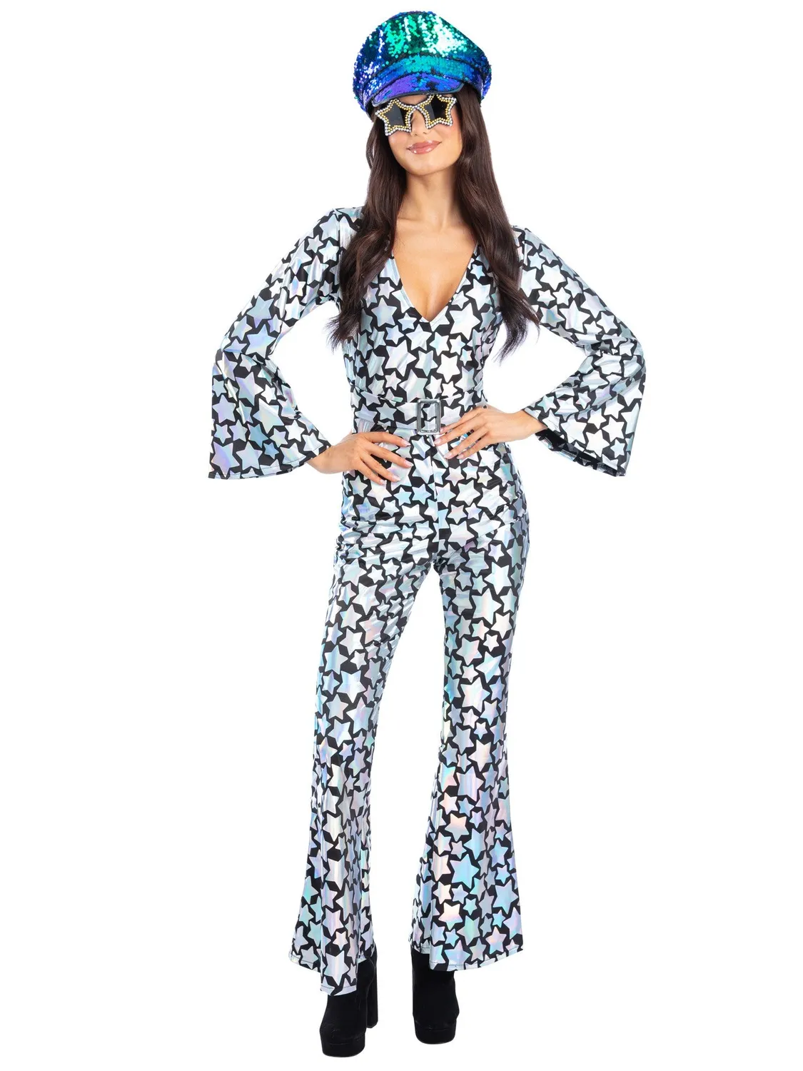 Smiffys Star Gazer Diva costume donna olografico M stelle