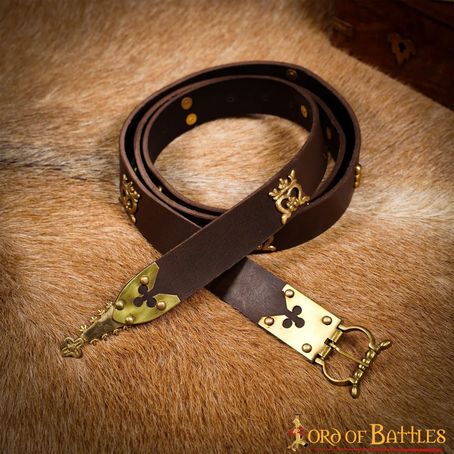 La Bottega di Merlino Cintura pelle marrone dettagli ottone
