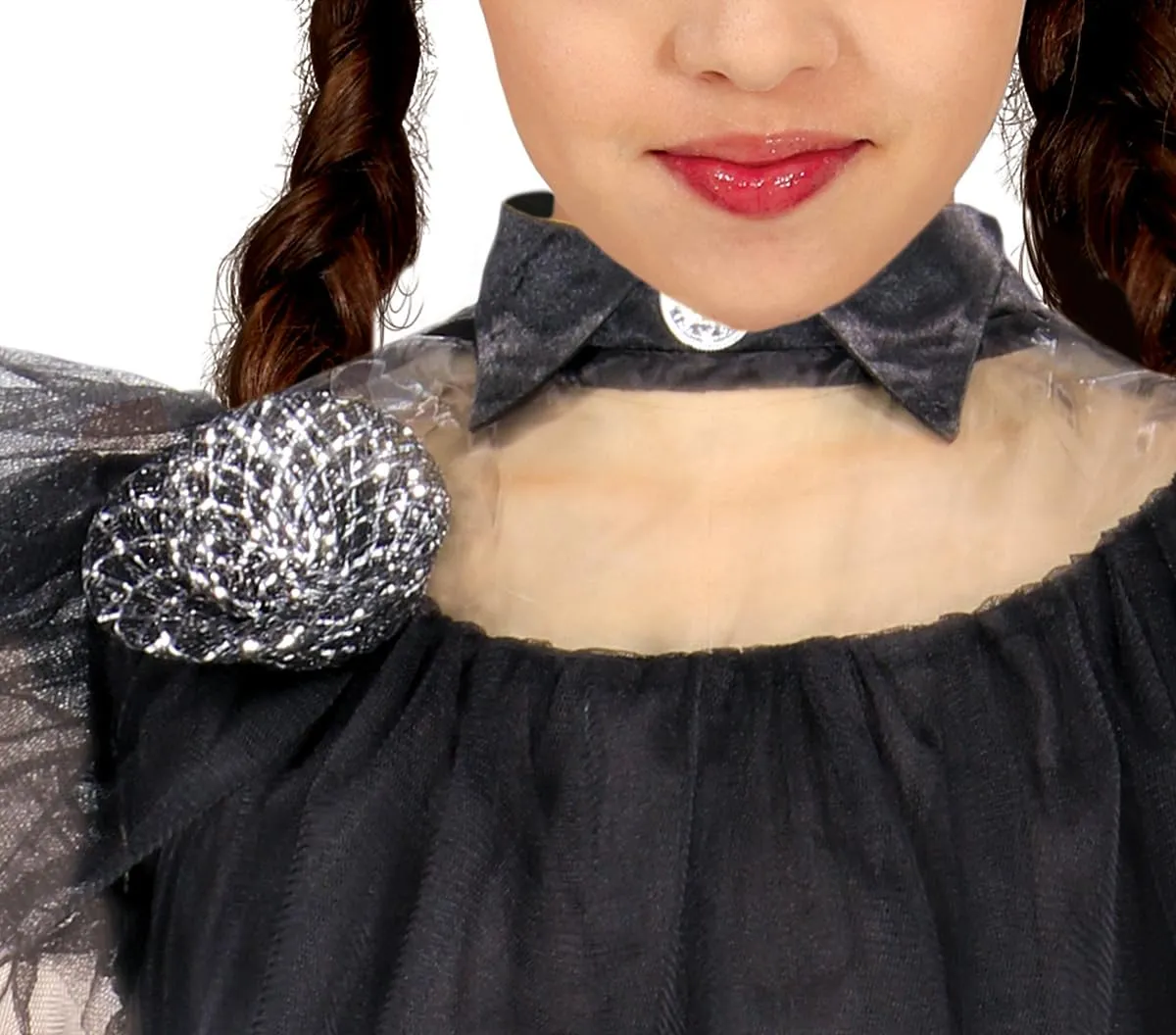 Guirca Costume Gotico Bambina 7-9 Anni Abito Lungo Nero