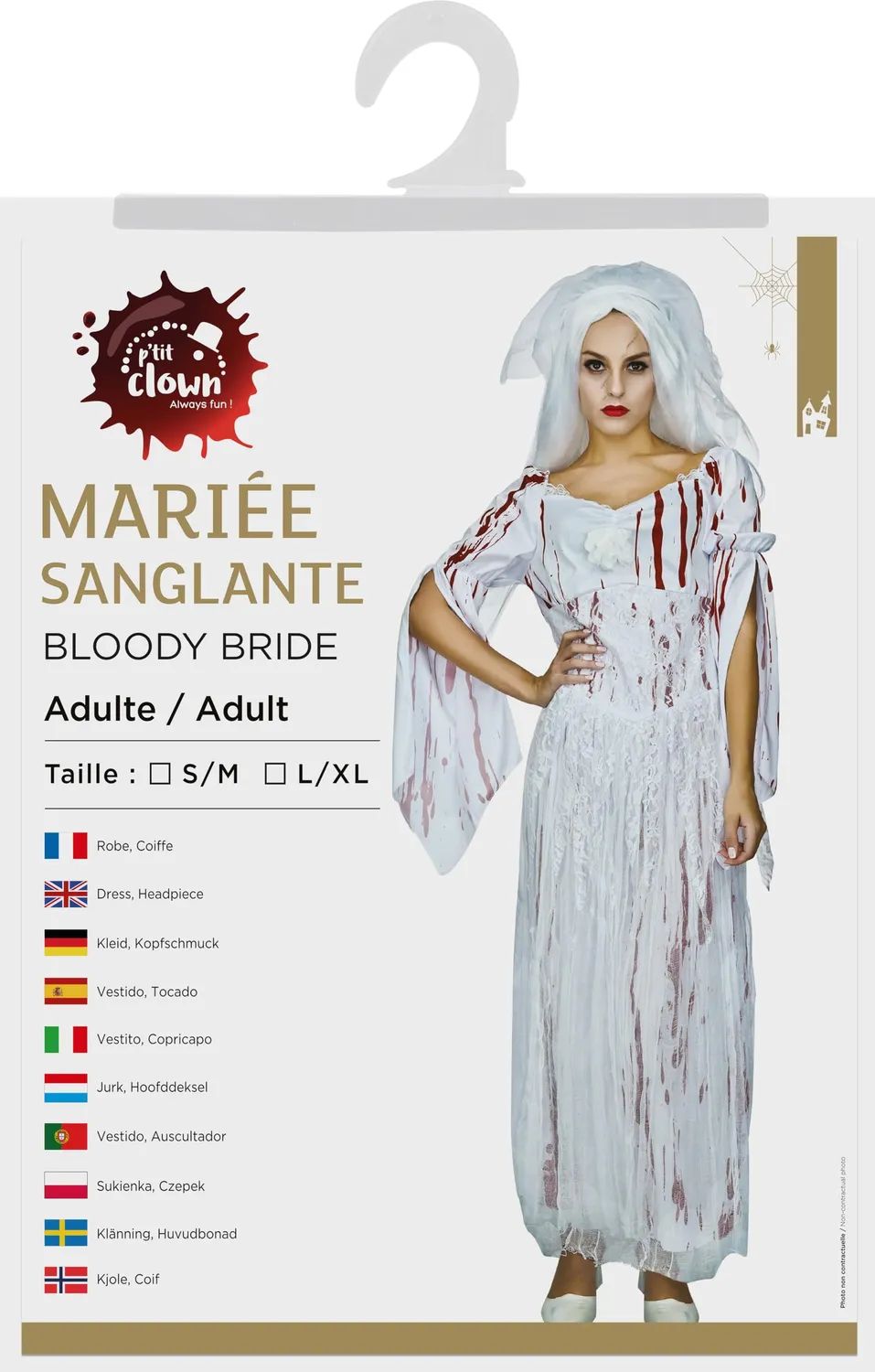 P'tit Clown Re44091 costume sposa insanguinata donna taglia S/M