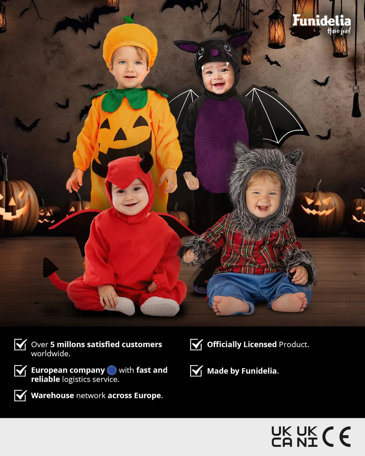 Funidelia Costume Catrina bebè 0-6 mesi nero teschio