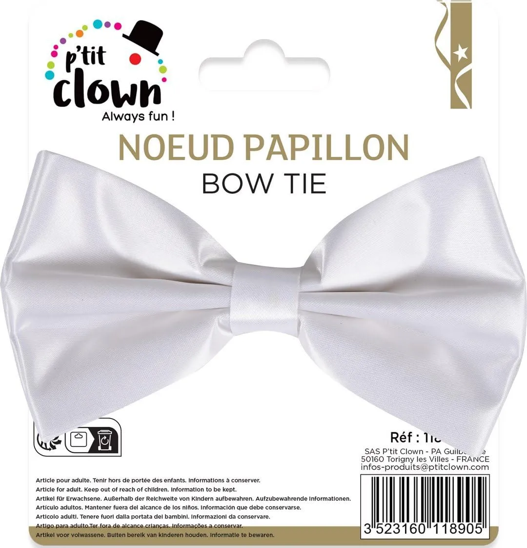 P'tit Clown 11890 Papillon Bianco Adulto Regolabile