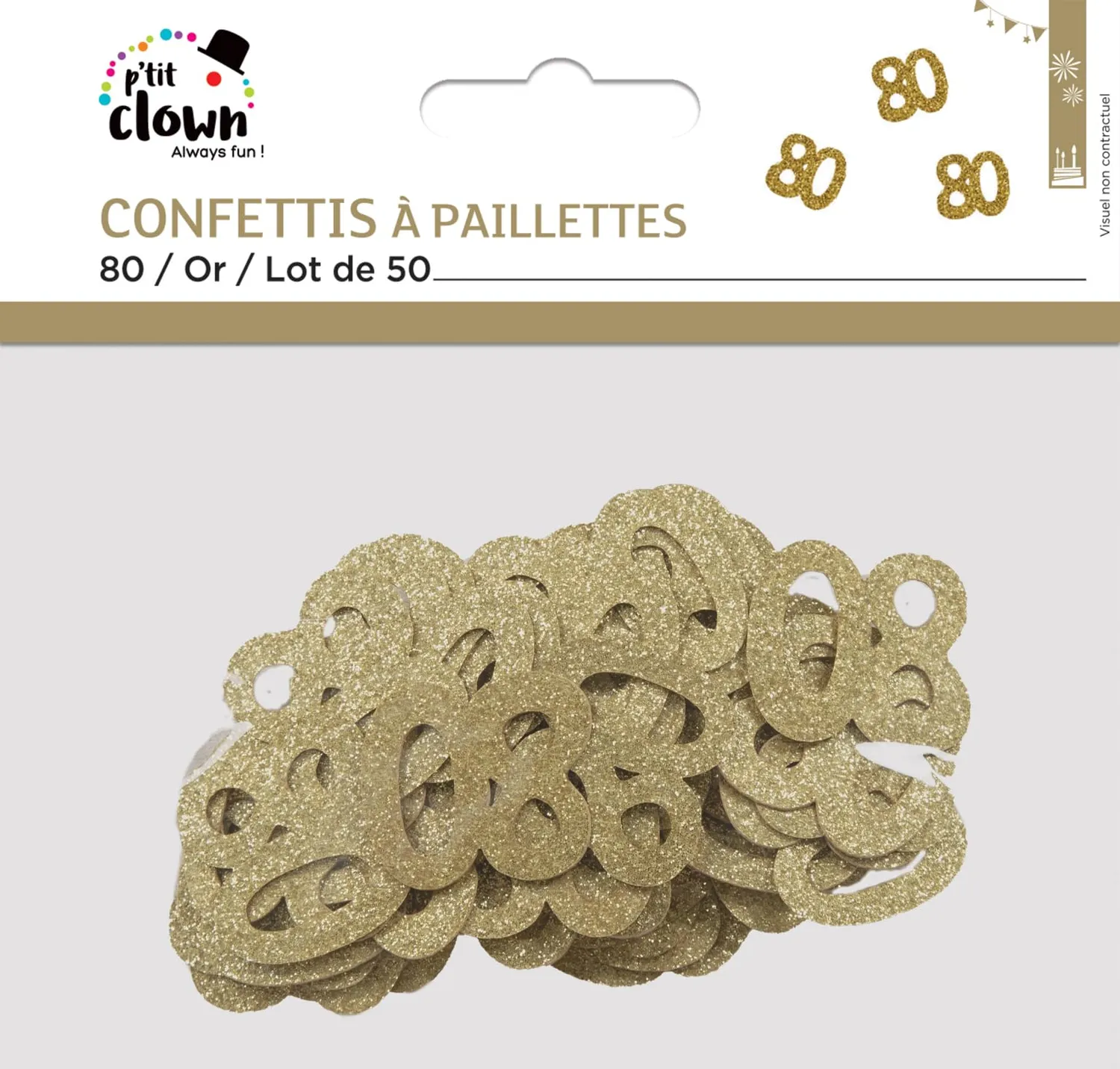 P'tit Clown coriandoli glitterati 80 oro 50 pezzi
