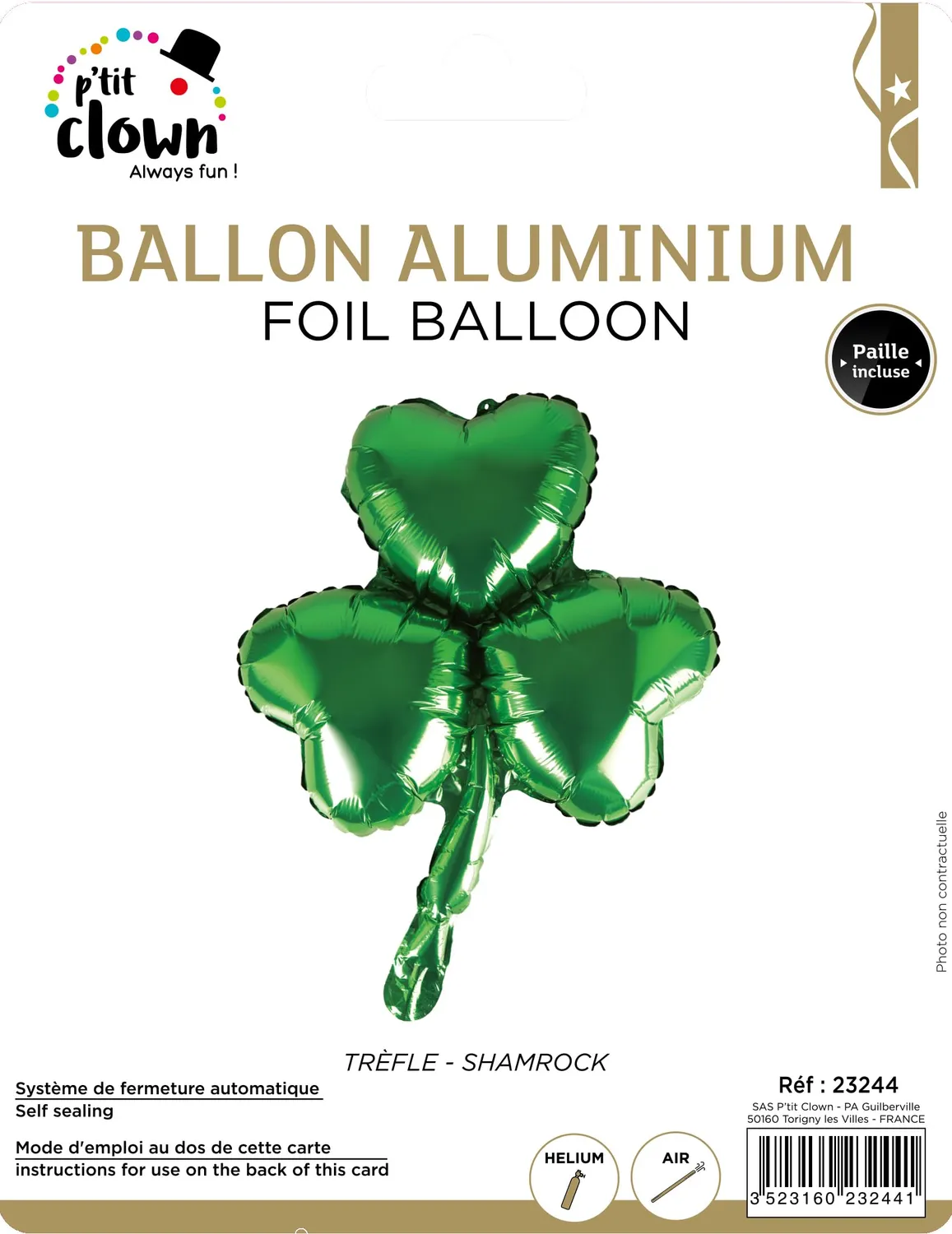 P'tit Clown 23244 palloncino trifoglio verde San Patrizio